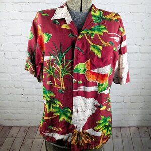 Vintage Kennington Ltd Red/Green Hawaiian Shirt M